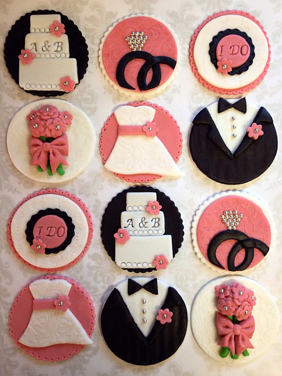 Wedding Shower Cupcake Fondant Toppers