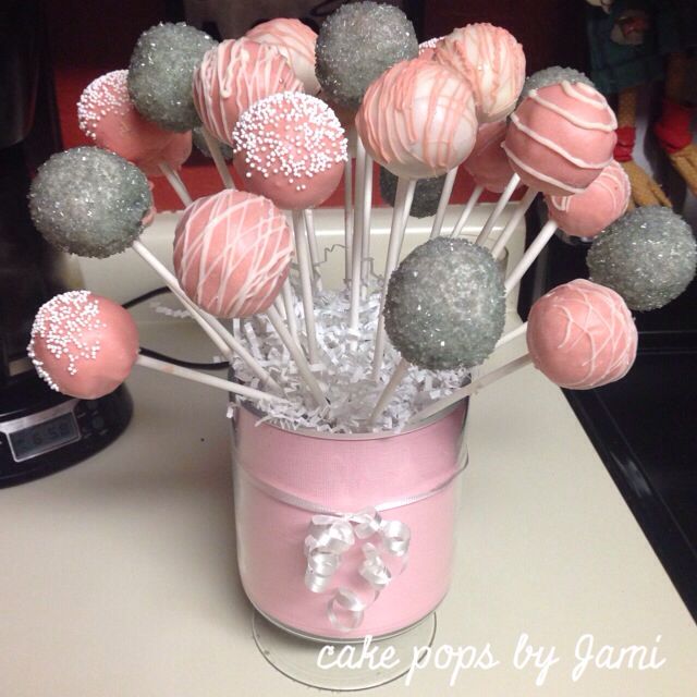 White and Pink Baby Shower Cake Pops