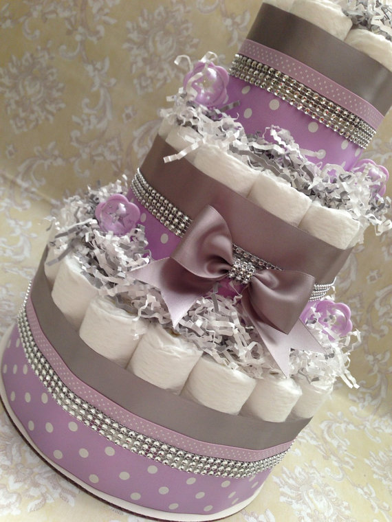 White and Purple Baby Shower Cake White and Purple Baby Shower Cake