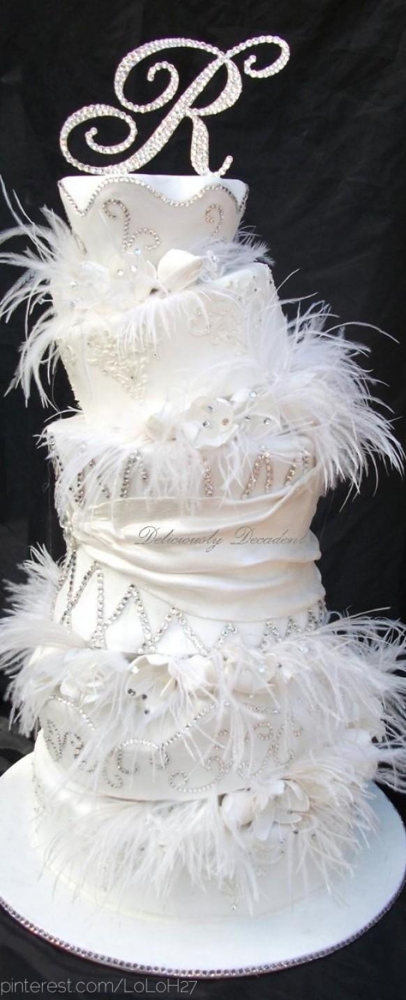 White Feather Wedding Cake