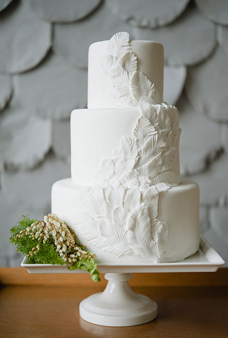 White Feather Wedding Cake