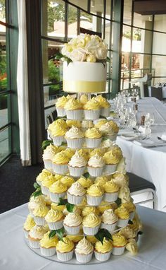 Yellow Wedding Cupcake Tower