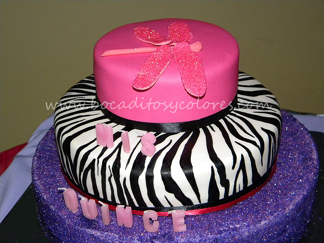Zebra Print Quinceanera Cake