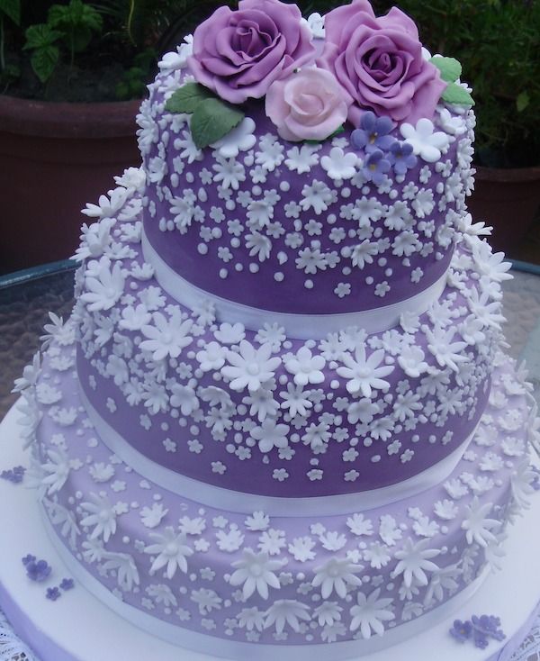 3 Tier Wedding Cake with Flowers