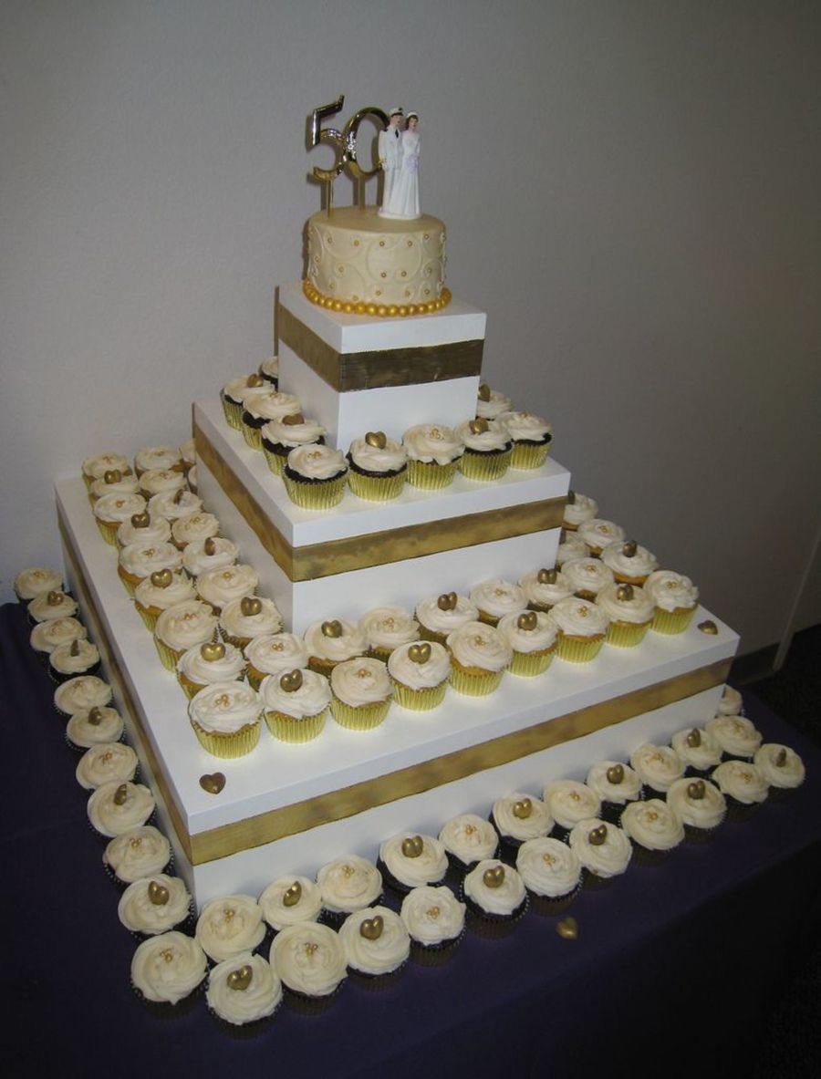 50th Anniversary Cupcake Cake Ideas