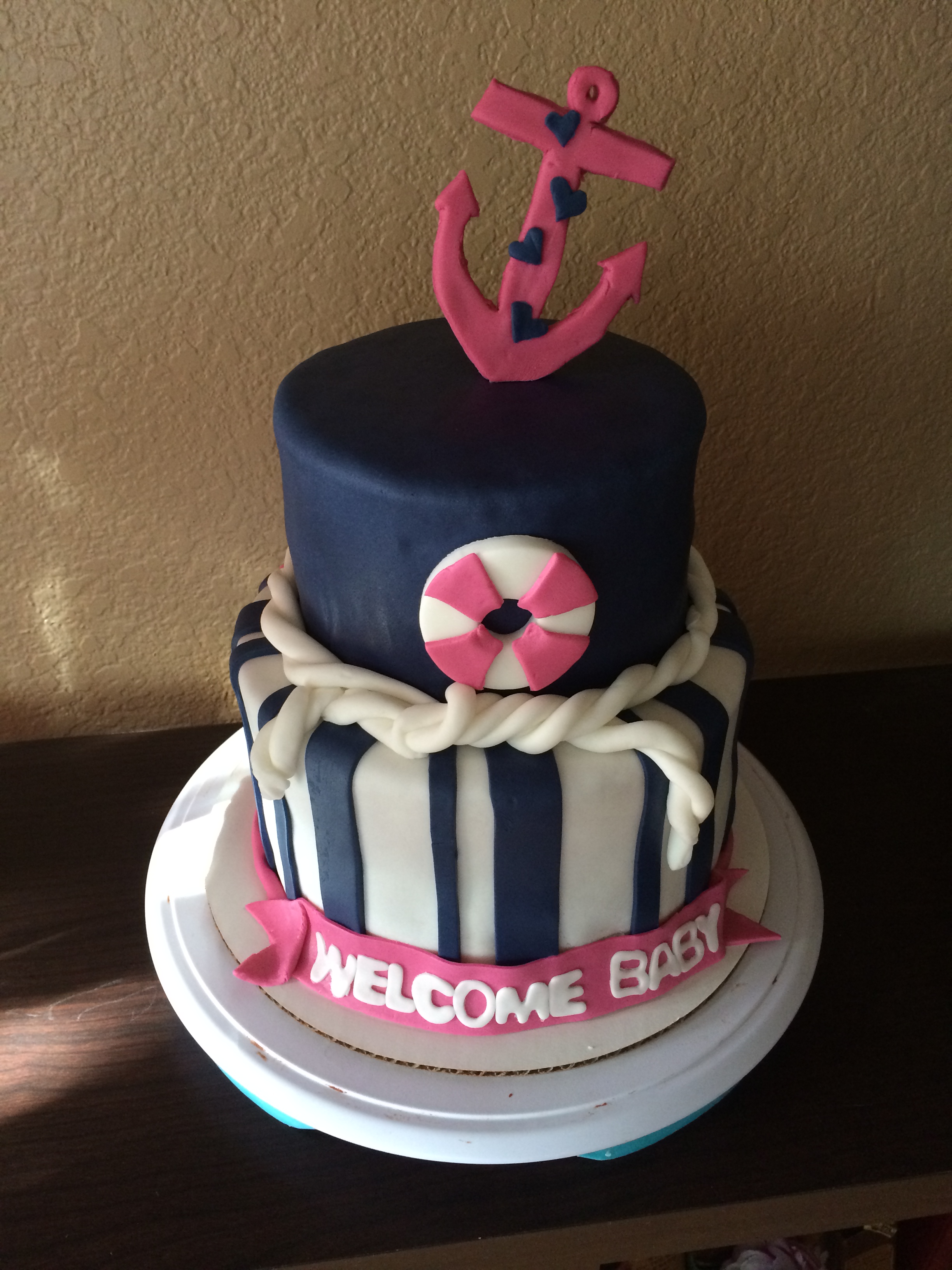 Anchor Nautical Baby Shower Cake