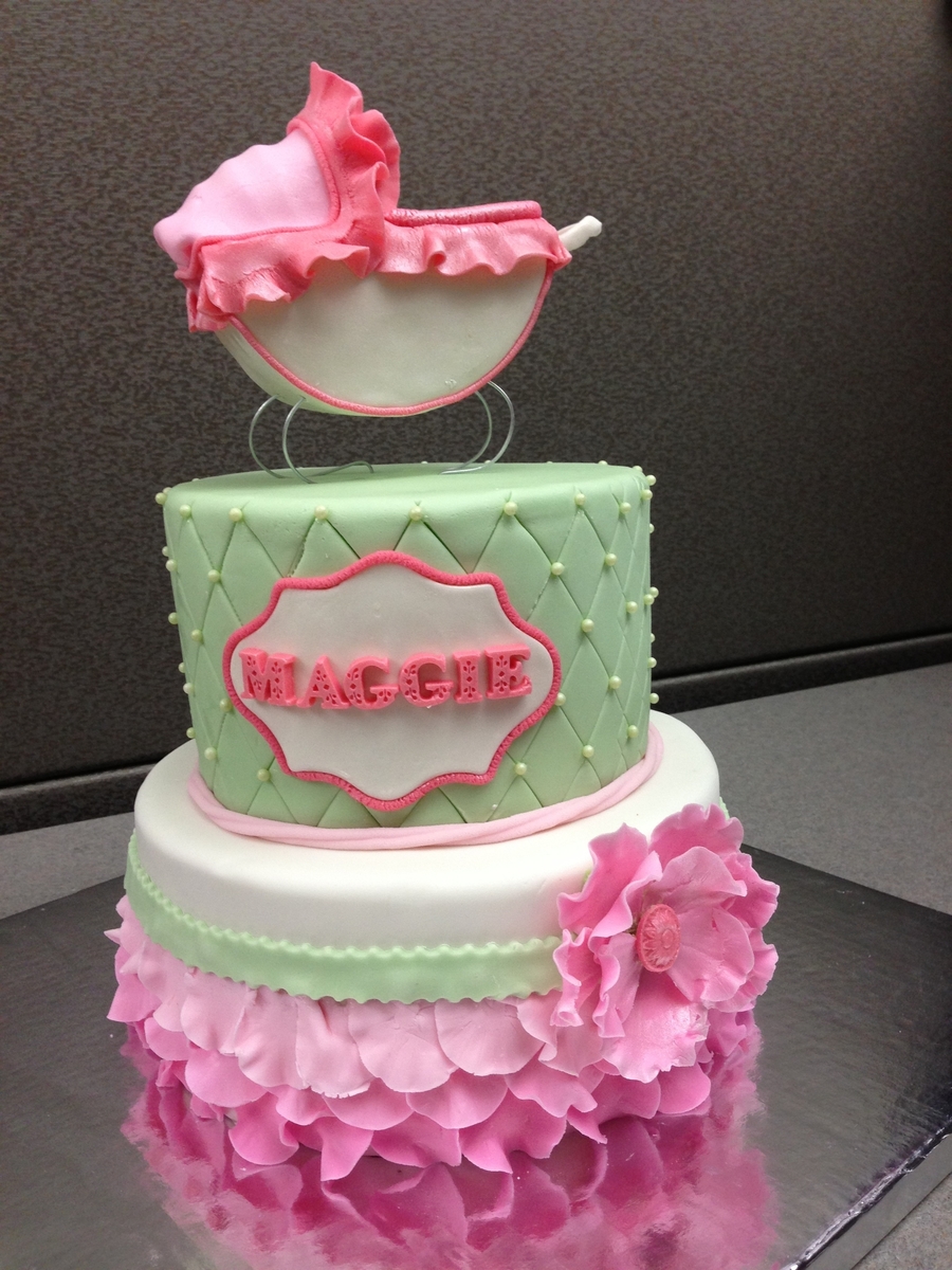 7 Photos of Fondant Baby Girl Shower Cakes