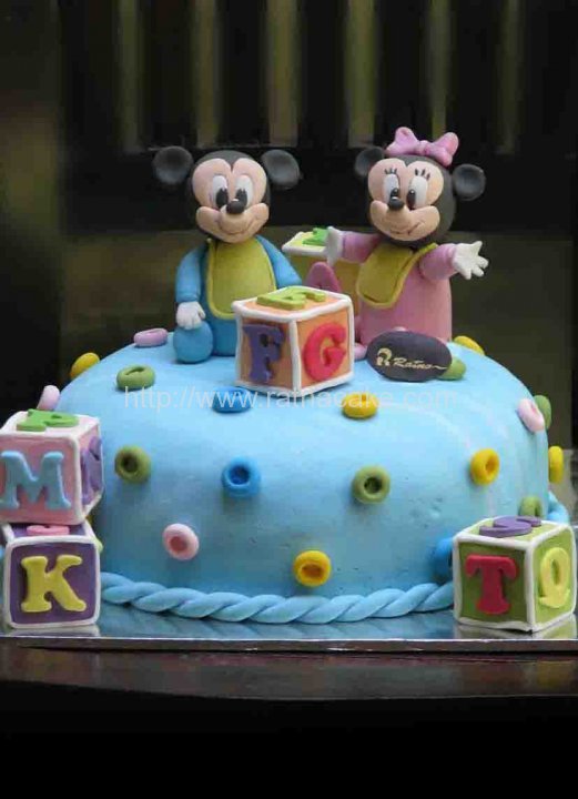 Baby Mickey and Minnie Birthday Cake