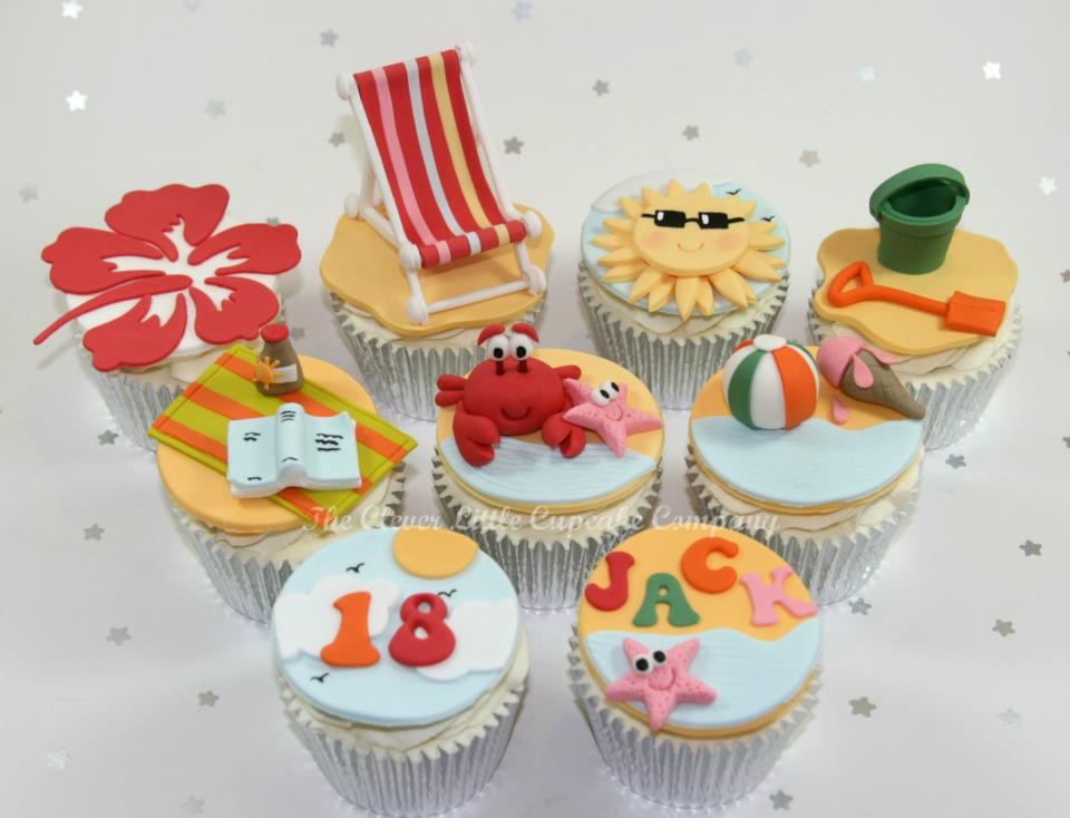 Beach Themed Birthday Cupcakes