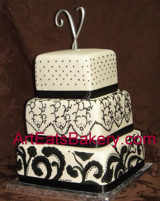 Black and White Fondant Wedding Cake Black and White Fondant Wedding Cake