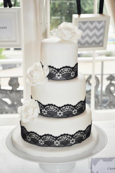 Black and White Lace Wedding Cake