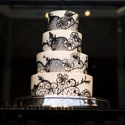 Black and White Lace Wedding Cake