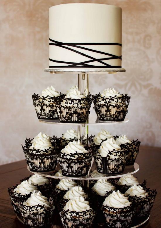 Black and White Wedding Cupcakes