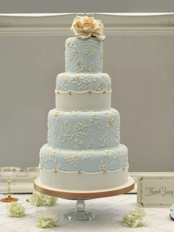Blue and Gold Wedding Cake Blue and Gold Wedding Cake
