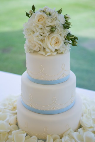 Blue and Ivory Wedding Cake