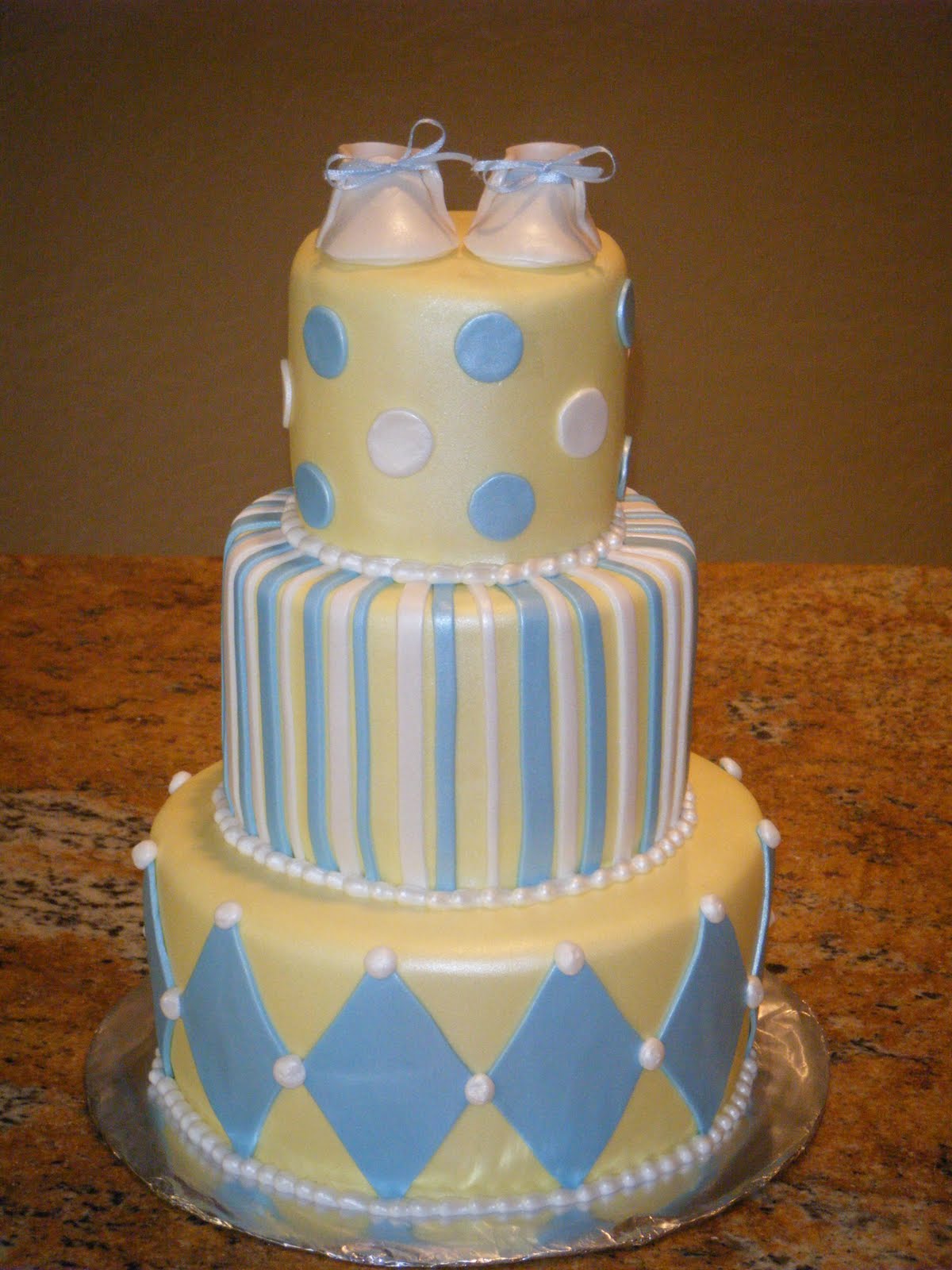 Blue and Yellow Baby Shower Cake