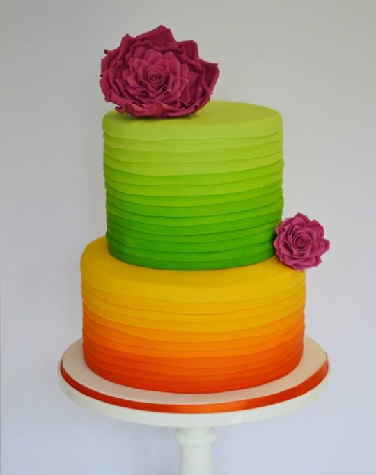 Bright 2 Tier Wedding Cake