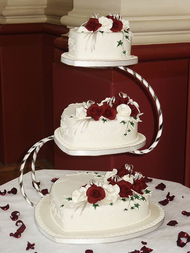 Burgundy and White Wedding Cake