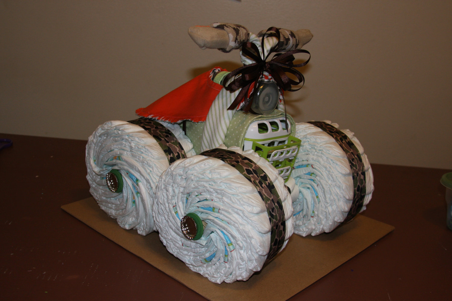 Camo Four Wheeler Diaper Cake Camo Four Wheeler Diaper Cake