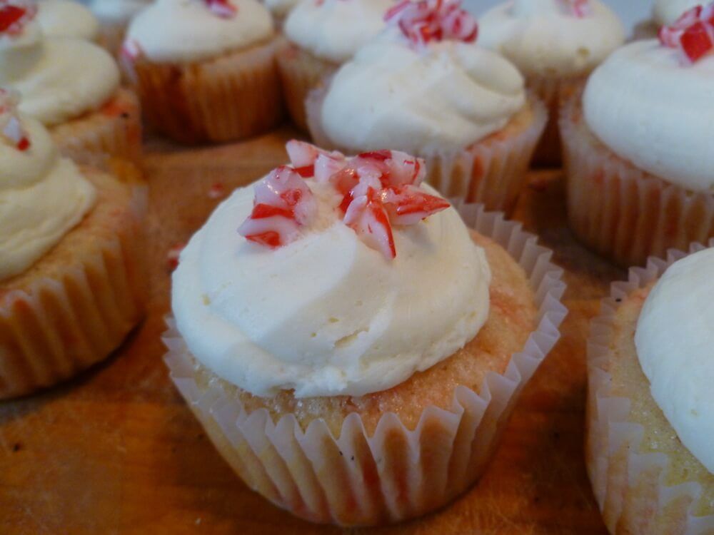 Candy Cane White Chocolate Cupcakes