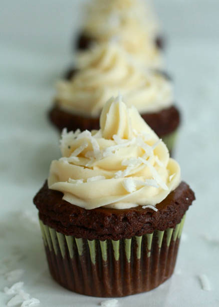 Chocolate Coconut Rum Cupcakes