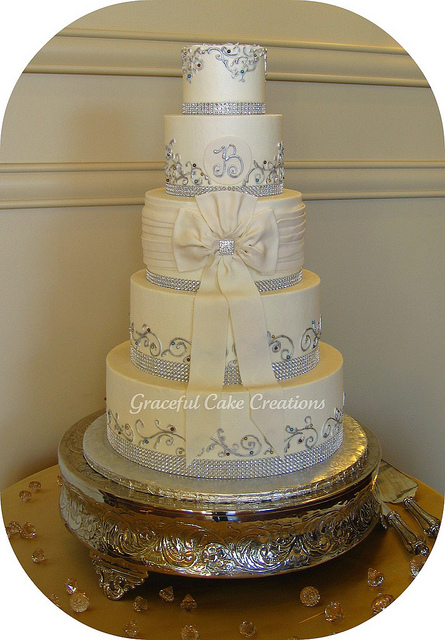 Elegant Buttercream Wedding Cakes with Bling