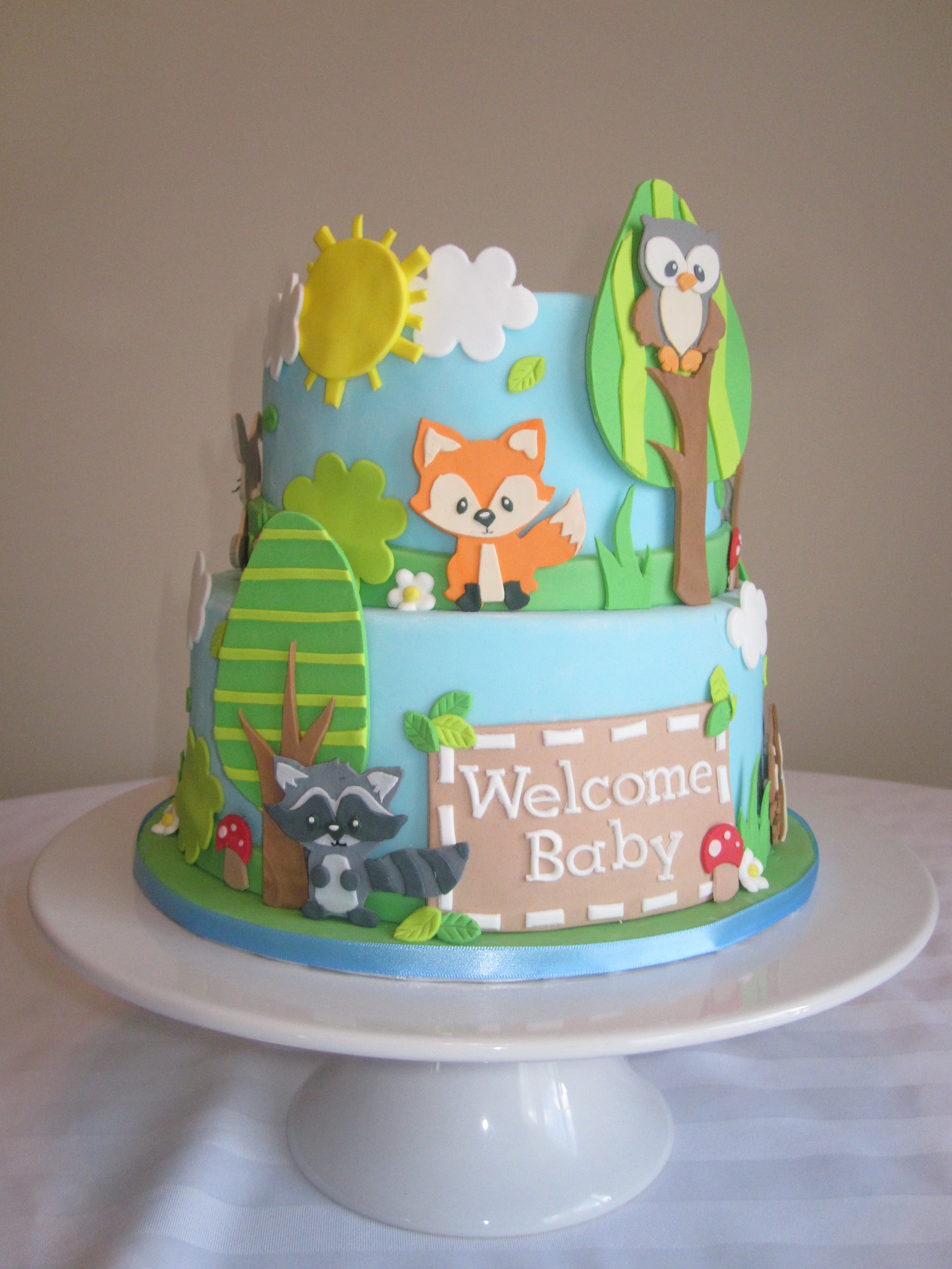 Forest Animals Baby Shower Cake