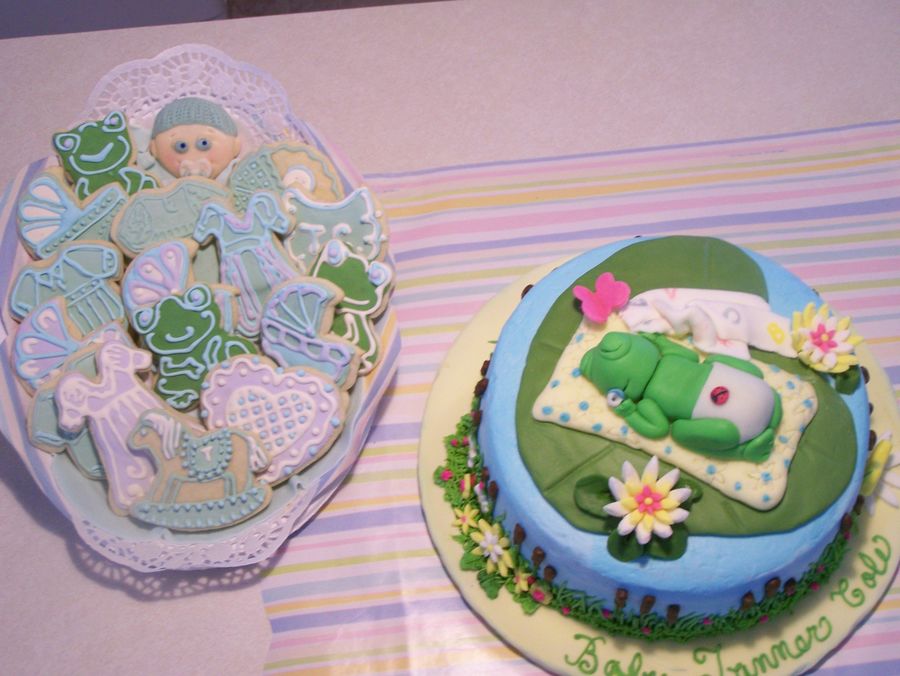 Frog Theme Baby Shower Cake