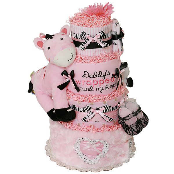 Girl Zebra Diaper Cake