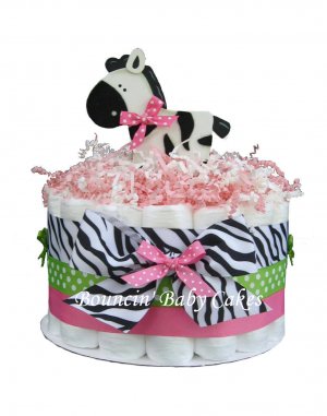 8 Photos of Zebra Print Diaper Cakes For Girls