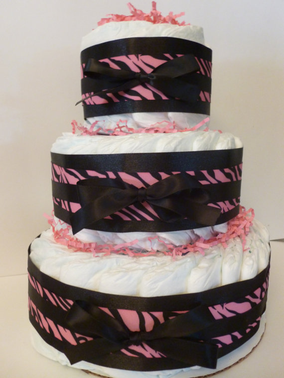 Girls Zebra Prints Baby Shower Diaper Cake Girls Zebra Prints Baby Shower Diaper Cake