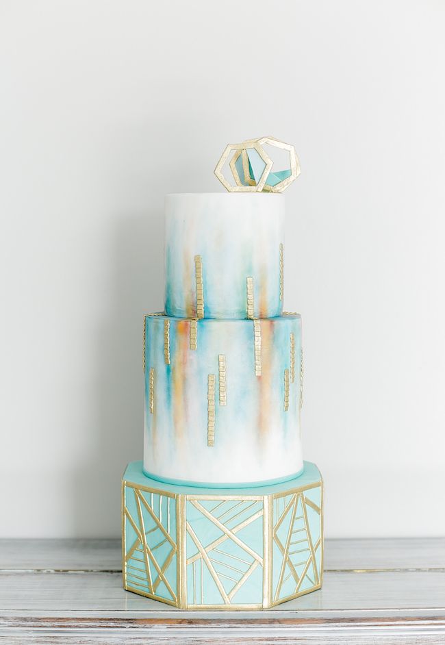 Gold and Teal Wedding Cakes Ideas