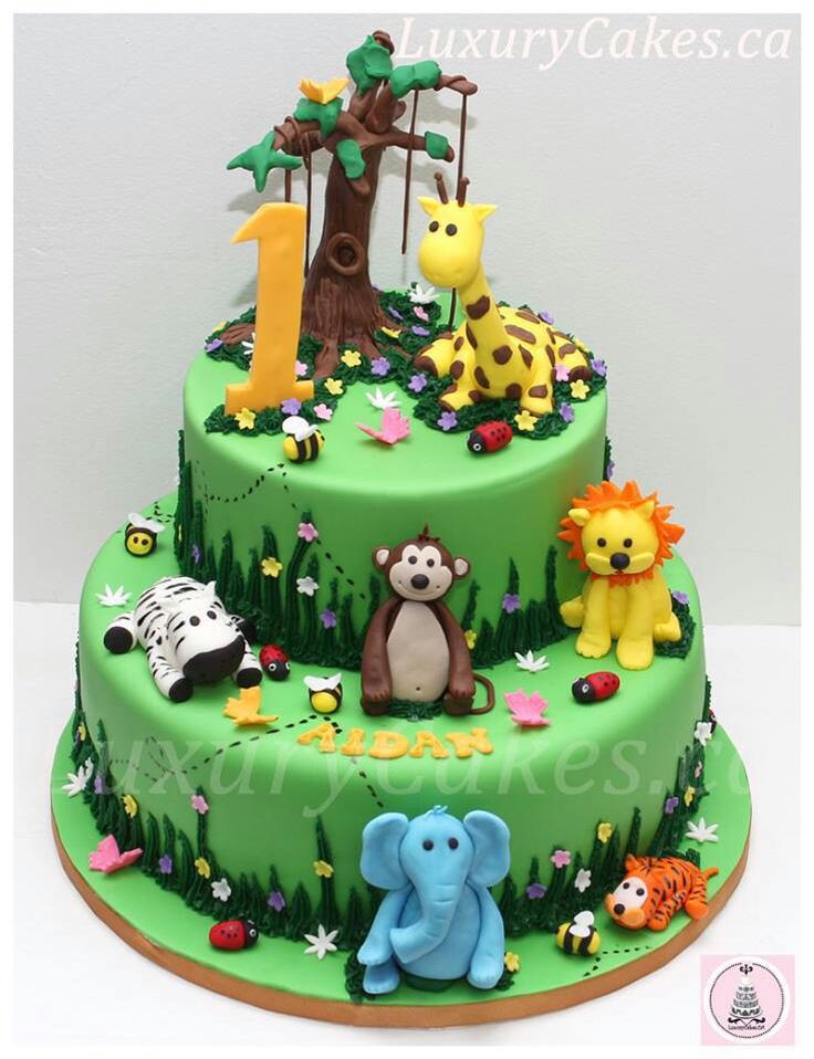 Jungle Animal Birthday Cake Jungle Animal Birthday Cake