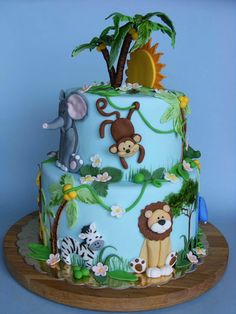 Jungle Animal Birthday Cake Jungle Animal Birthday Cake