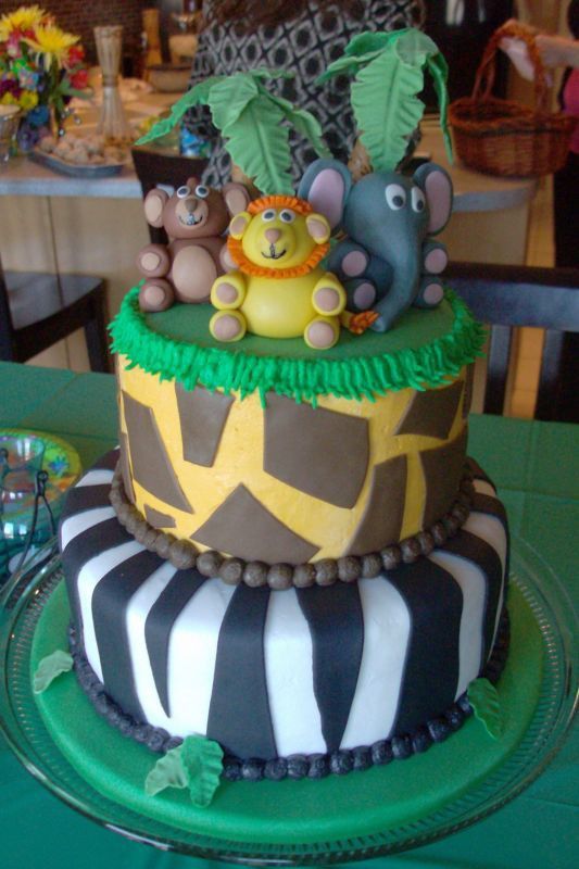 Jungle Animal Theme Baby Shower Cake