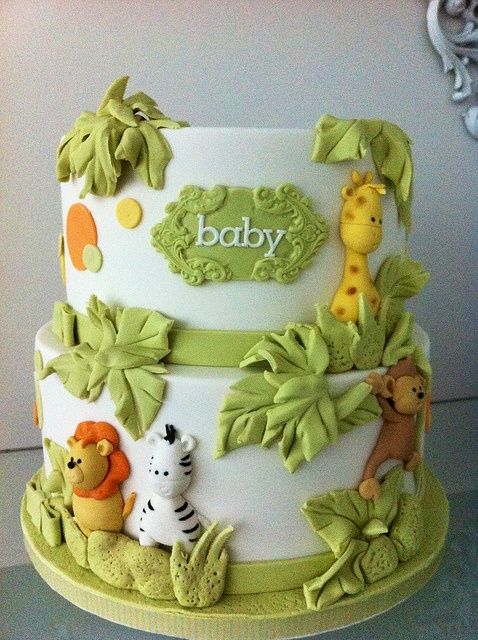 Jungle Animals Baby Shower Cake Jungle Animals Baby Shower Cake