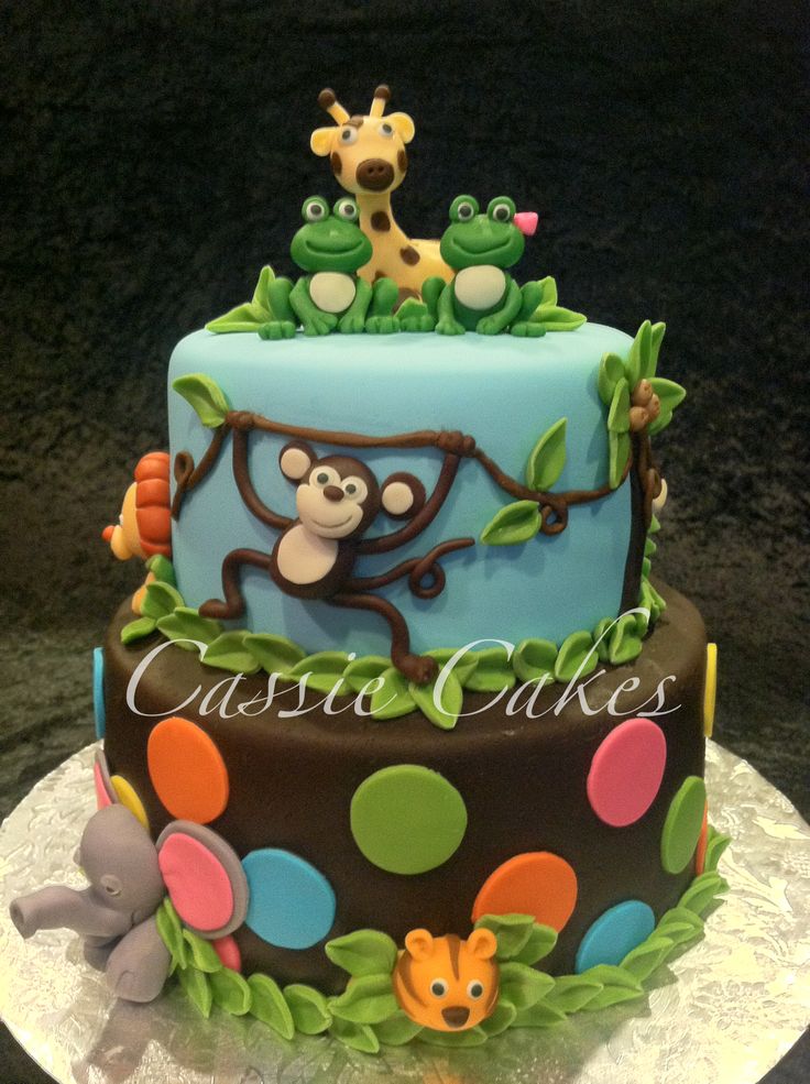 Jungle Animals Baby Shower Cake