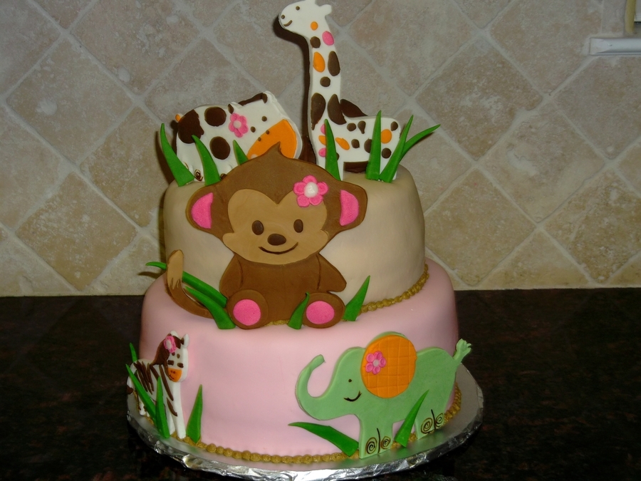 Jungle Safari Baby Shower Cake Girl
