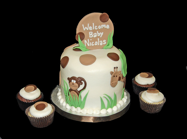 Jungle Theme Baby Shower Cake and Cupcakes