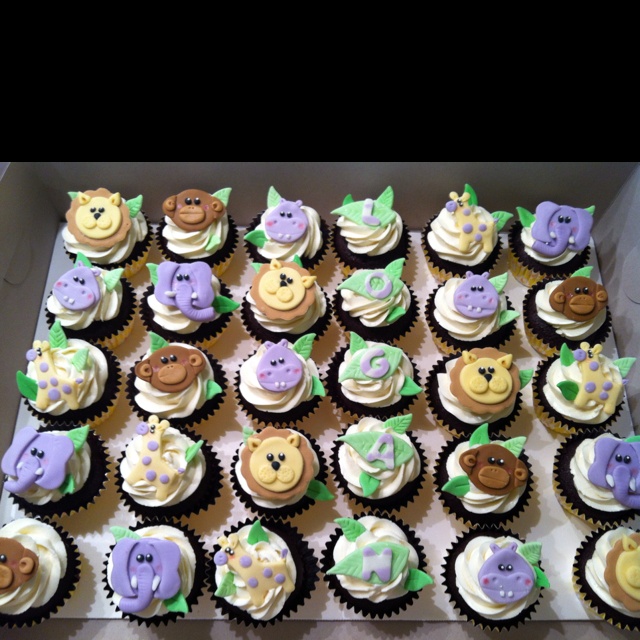 Jungle Themed Baby Shower Cupcakes for A
