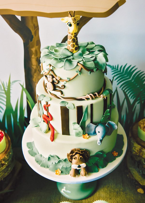 Jungle Themed Birthday Party Cake