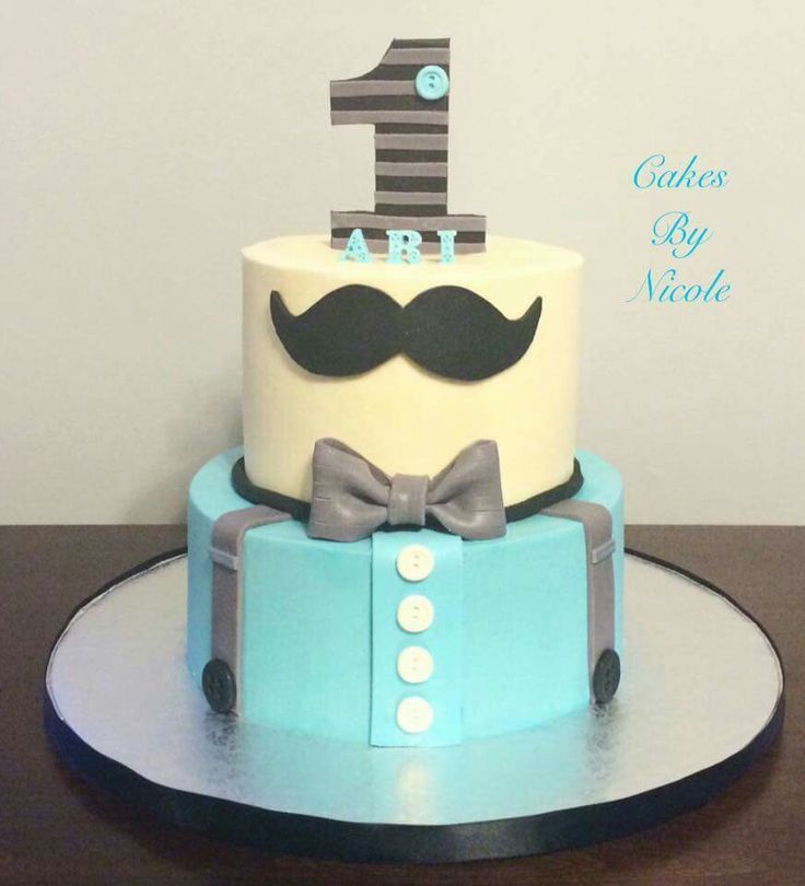 Little Man Mustache 1st Birthday Cake