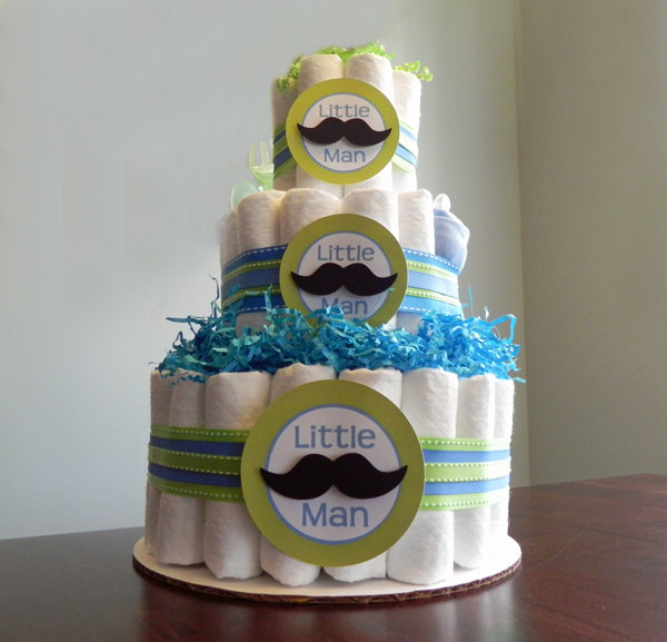 Little Man Mustache Baby Shower Cake