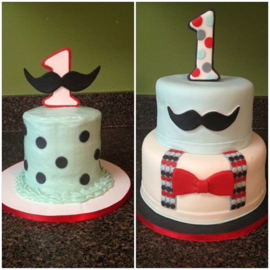 Little Man Mustache First Birthday Cake