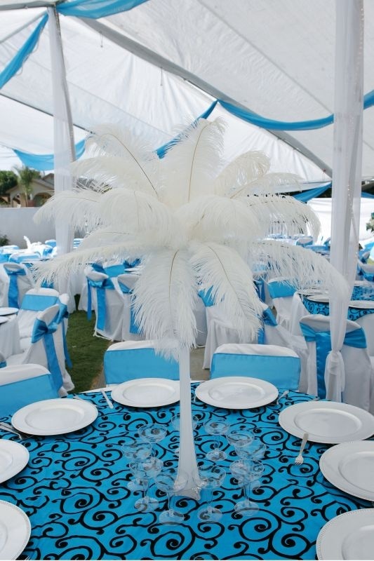 Malibu Blue and Black Wedding Decorations