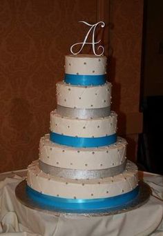 Malibu Blue and Silver Wedding Cakes