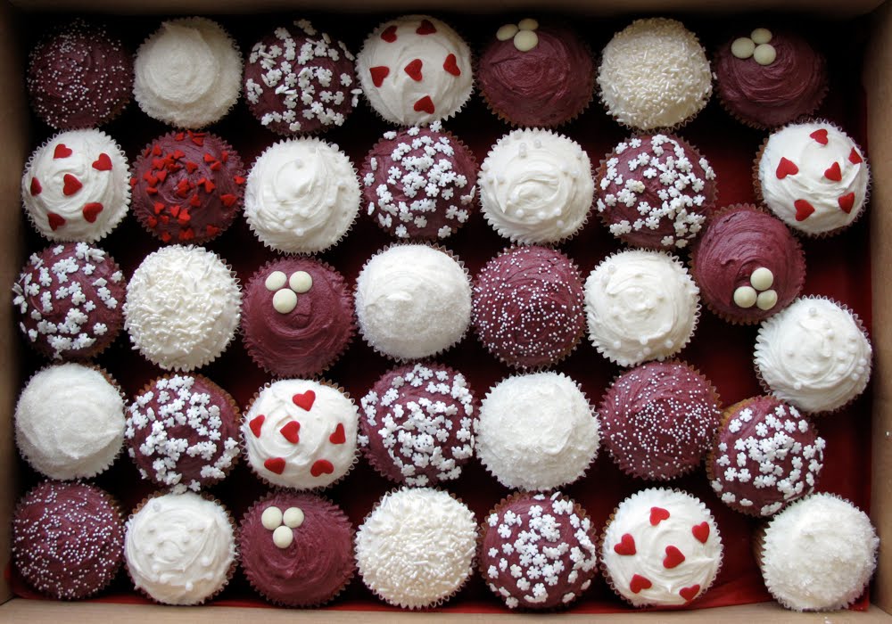 Maroon and White Wedding Cupcakes