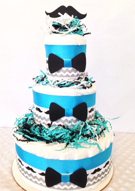 Mustache Baby Shower Diaper Cake