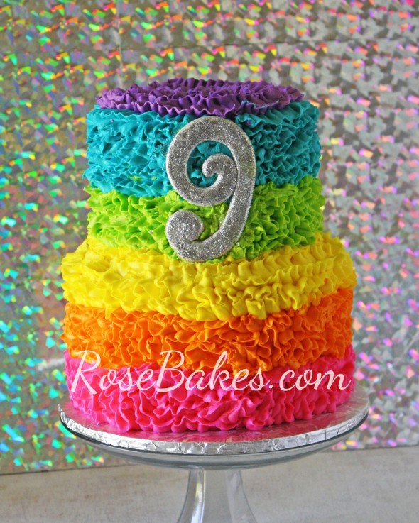 Neon Rainbow Ruffles Cake