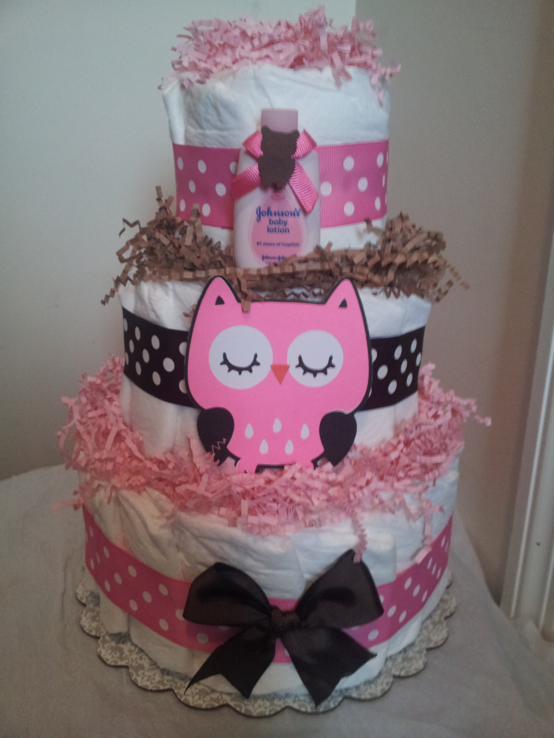 Owl Diaper Cake Baby Shower Decorations Owl Diaper Cake Baby Shower Decorations